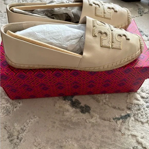 Tory Burch Cream Espadrille Loafers - Picture 2 of 5